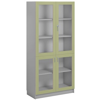 Norden FSC materialskap 4 glass lysgrå 100x47x210 cm