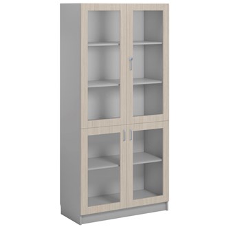 Norden FSC materialskap 4 glass lysgrå 100x47x210 cm