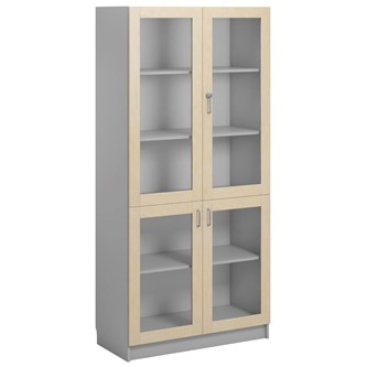 Norden FSC materialskap 4 glass lysgrå 100x47x210 cm