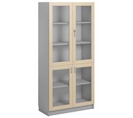 Norden FSC materialskap 4 glass lysgrå 100x47x210 cm