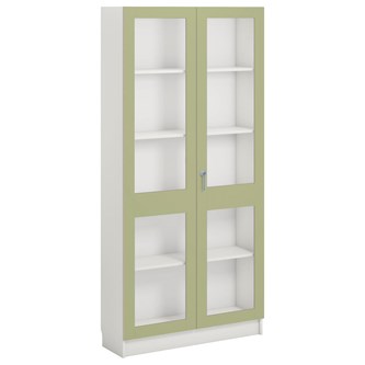 Norden FSC materialskap 2 glass hvit 100x32x210 cm