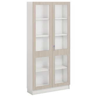 Norden FSC materialskap 2 glass hvit 100x32x210 cm