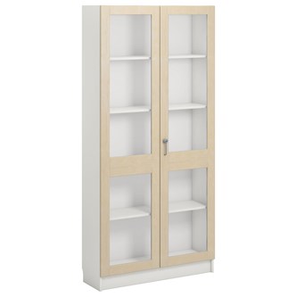Norden FSC materialskap 2 glass hvit 100x32x210 cm