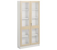Norden FSC materialskap 2 glass hvit 100x32x210 cm