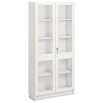 Norden FSC materialskap 2 glass hvit 100x32x210 cm