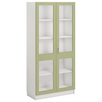 Norden FSC materialskap 2 glass hvit 100x47x210 cm