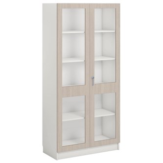 Norden FSC materialskap 2 glass hvit 100x47x210 cm