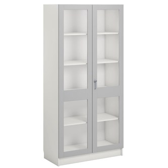 Norden FSC materialskap 2 glass hvit 100x47x210 cm