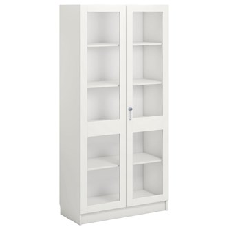 Norden FSC materialskap 2 glass hvit 100x47x210 cm