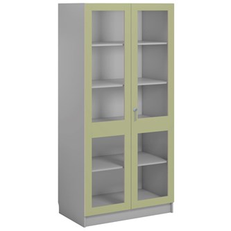 Norden FSC materialskap 2 glass lysgrå 100x60x210 cm