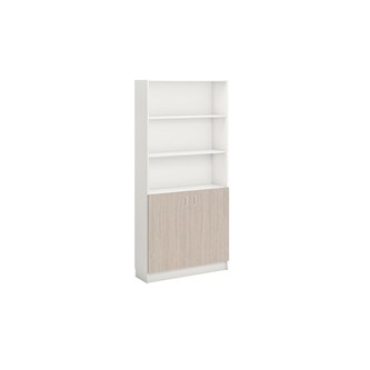 Norden FSC bokhylle m/skap hvit 100x32x210 cm