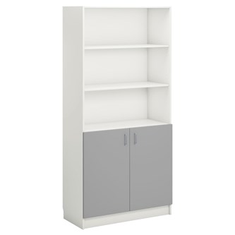 Norden FSC bokhylle m/skap hvit 100x47x210 cm