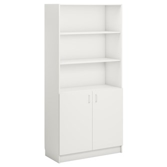Norden FSC bokhylle m/skap hvit 100x47x210 cm