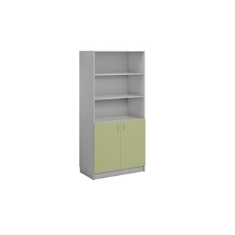 Norden FSC bokhylle m/skap lysgrå 100x60x210 cm