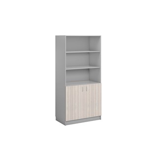 Norden FSC bokhylle m/skap lysgrå 100x60x210 cm