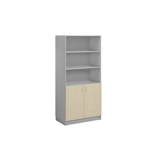 Norden FSC bokhylle m/skap lysgrå 100x60x210 cm