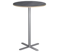 Søylebord Cross X Ø70 cm akustikk linoleum sølv
