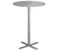 Søylebord Cross X Ø60 cm akustikk linoleum sølv