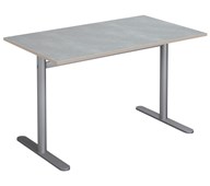 Søylebord Cross T 90x60 cm akustikk linoleum sølv
