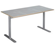 Søylebord Cross T 140x70 cm Akustikk linoleum h72 cm sølv