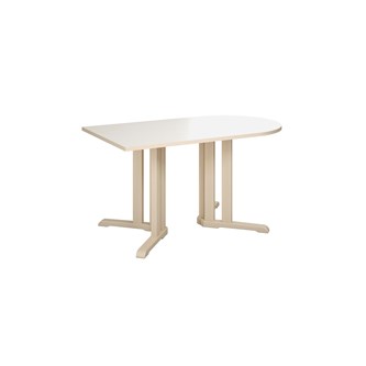 Bord Linnea akustikklaminat bjørk 140x80xh72 cm halvovalt