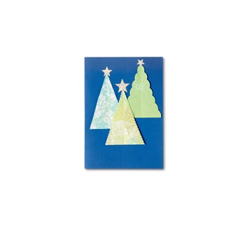 Julekort med mønstrete juletrær