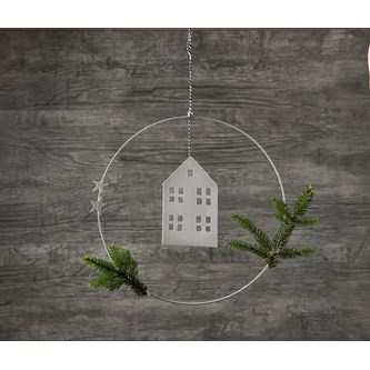 Julekrans med 1 hus