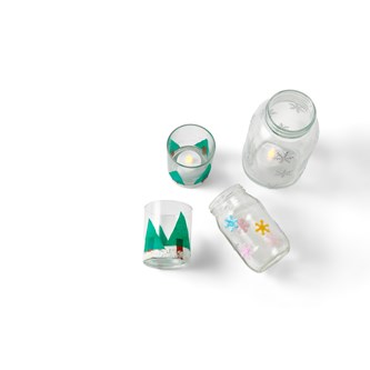 Lyslykt med juletre og snøfnugg
