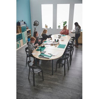 Bord 12:38 FSC akustikk optimal laminat halvrundt 120-60 cm sølv