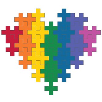 Hjerte av PLUS-PLUS regnbue/pride