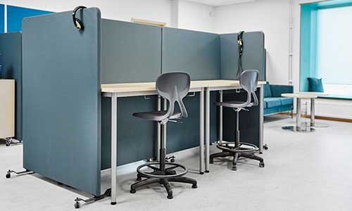 gulvskjermer og skolepulter