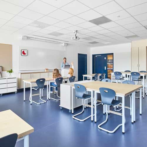 Klasserom med undervisningssoner